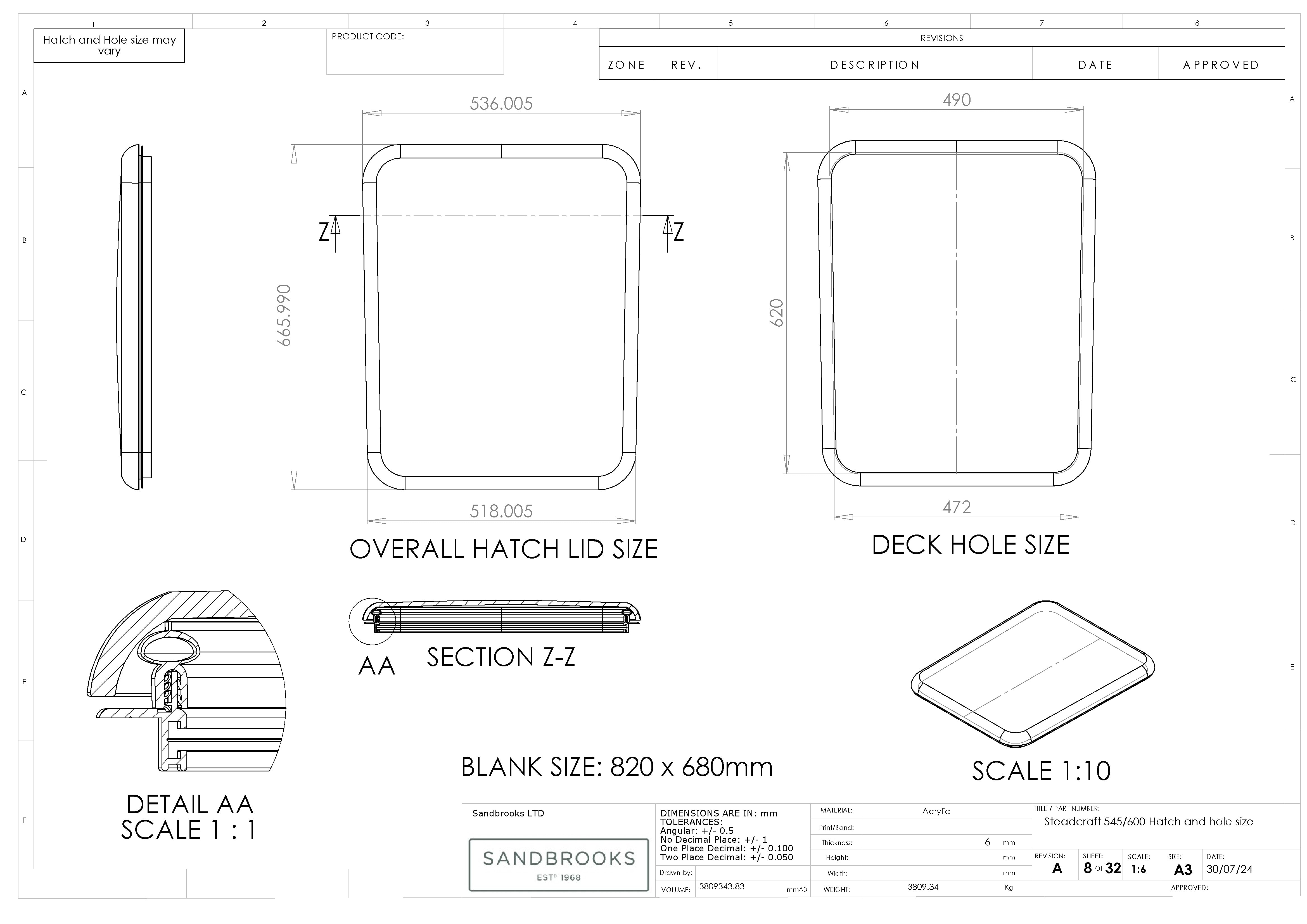 Steadecraft 545/600 Lid