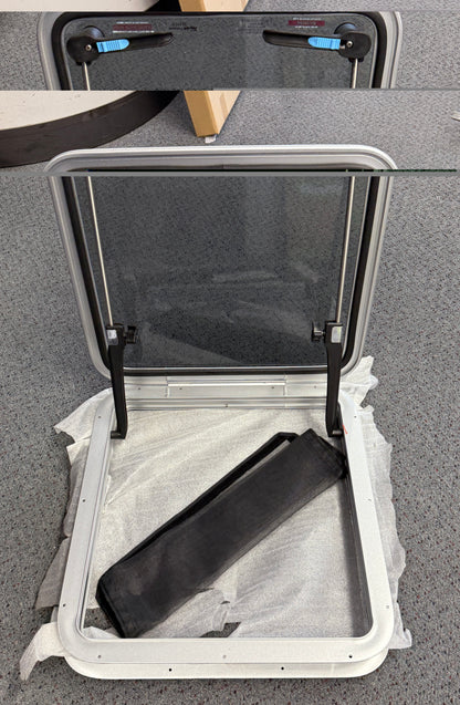 Marine Hatch 455 x 470mm with trim ring and flyscreen
