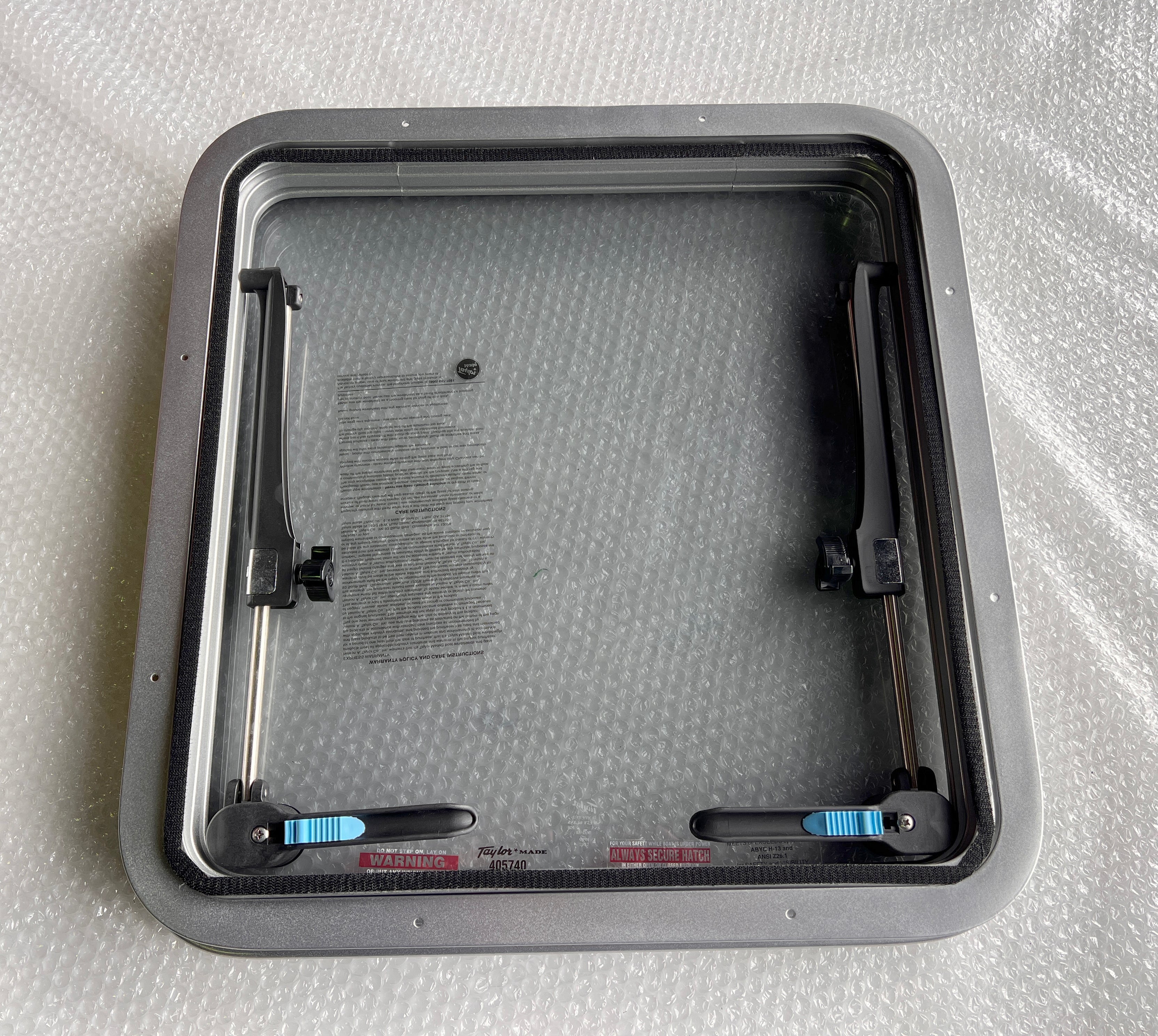 Marine Hatch 455 x 470mm with trim ring and flyscreen